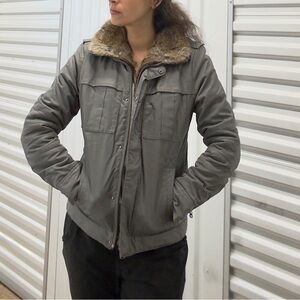 Zadig and Voltaire Kamil Studs Waxed Cotton & Fur Biker Jacket M $490